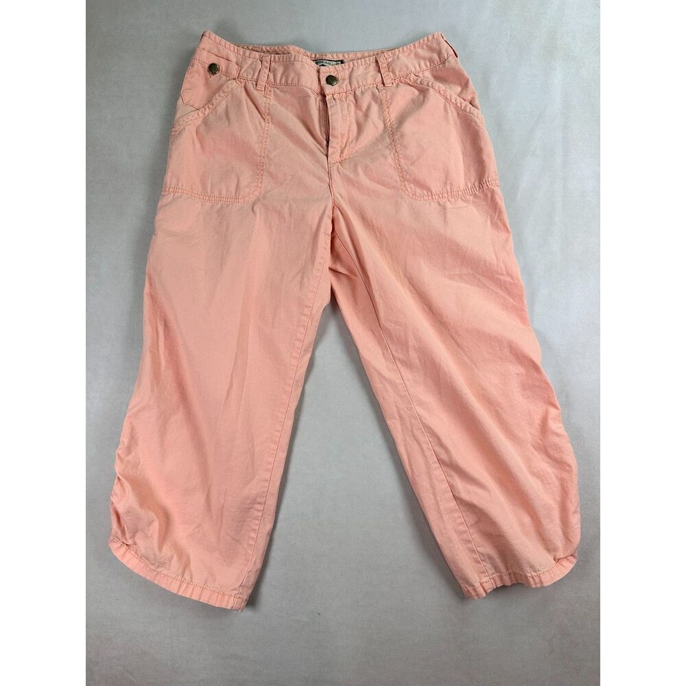 Caribbean Joe Womens Pink Capri Pants Cotton Ripstop Cropped Utility Y2K Casual